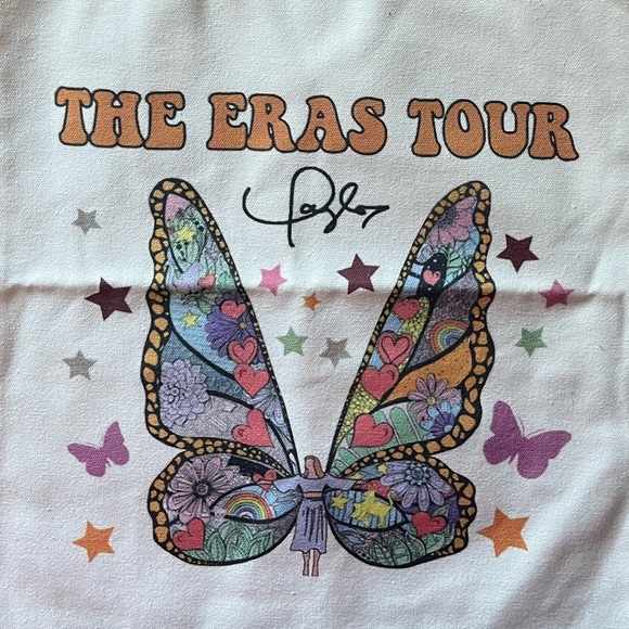 Eras Tour Tote Bag Taylor Swift Lover Butterfly Mural Swiftie Gift Canvas - Picture 2 of 2